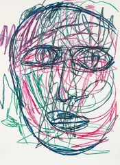 Otto Zitko, Head, 2003, oil crayon on aluminum; unframed