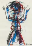 Adolf Frohner, Untitled, oil pastel on paper; framed