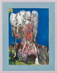 Head by Ernst Fuchs, 1985, oil on paper on canvas; unframed, sold Jun 2019