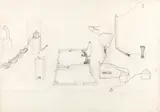 Bruno Gironcoli, Untitled, pencil and ballpoint on paper; framed