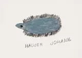 Johann Hauser, Hedgehog, mixed media on paper; framed