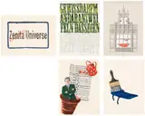 mixed lot of 5 paper works by Zenita Komad, 2010, mixed media, collage on paper; framed, offered Jun 2019