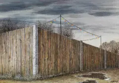 Gerhard Gepp, Gartenfest, 1983, mixed media on paper; framed