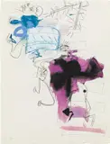 Jürgen Messensee, Two women, crossing the road, mixed media on Arches laid paper; framed