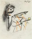 Jürgen Messensee, Untitled, 1982, mixed media on paper, painted on both sides; framed