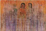 Hermann Nitsch, Grablegung, Triptych, 2006, mixed media, printed, on paper on canvas