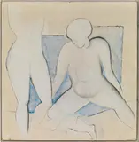 Oswald Oberhuber, Nude, 1957, mixed media on hardboard on wooden frame