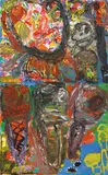 Peter Pongratz, Fünf Figuren (two-piece), 1995, acrylic on canvas; framed