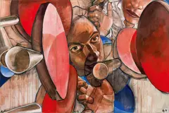 Stylianos Schicho, Untitled (Triptych), 2001, oil on canvas; unframed