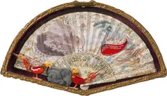Curt Stenvert, Wer hat die Goldfasane schon wieder mit Stahlwolle gefüttert? Die Goldfasane?, 1972, mixed media on panel, fan, two plastic birds, wire wool