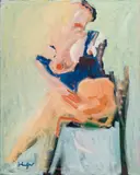 Alfred Kornberger, Seated Nude with Blue Shirt, 1995, oil on canvas; framed