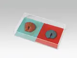Dieter Roth, Untitled (Multiples / Bookcover), 1973, two donuts with acrylic, on linen-covered book cover (front and back side); edition: 61/100