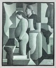 Wolfgang Herzig, Mutter mit Kind 2, 1976, mixed media on paper; framed