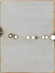 Hans Bischoffshausen, Geburt, 1974, grey lacquer on hardboard, perforated, burned; unframed
