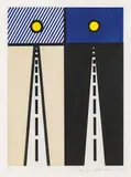 Roy Lichtenstein, Illustration for "Auto Poésie: en Cavale de Bloomington, 1992, etching in colour from: La Nouvelle Chute de l'Amerique (The New Fall of America)“