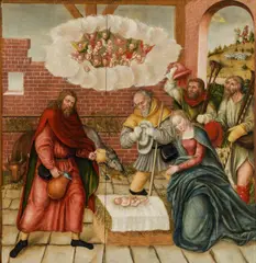 Lucas Cranach the Younger, The adoration of the magi, c. 1560-70, oil on panel, parqueted