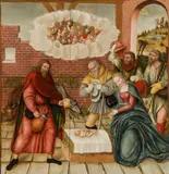 Lucas Cranach the Younger, The adoration of the magi, c. 1560-70, oil on panel, parqueted
