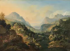Joseph Orient, Ideal landscape with farmer's fair, oil on panel
