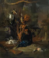 Jan Weenix, Still life with peacock, oil on canvas
