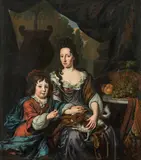 Michiel van Musscher, Lady with child and dog, c. 1686, oil on canvas