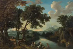 Nicolas Poussin, Healing of Naaman by the prophet Elisäus, oil on panel, parqueted