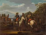August Querfurt, Scene with horsemen, oil on copper