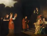 Cornelis Bisschop, Family portrait with music scene, oil on canvas