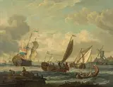 Abraham Storck, Ships in the harbour, oil on canvas