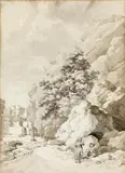 Jakob Matthias Schmutzer, Family in front of mountainous landscape, 1804, pen in black, wash