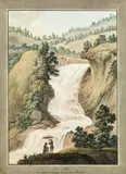 Andreas Nesselthaler, Waterfall at Lend with the artist in the front, 1800, gouache on paper