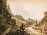 Joseph Mayer-Attenhofer, Mountain landscape with torrent, 1828, watercolour on paper