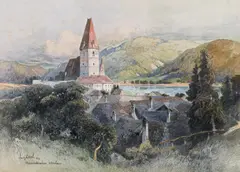 Fritz Lach, Weißenkirchen in the Wachau, 1912, mixed media on paper