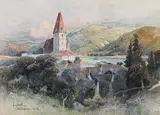 Fritz Lach, Weißenkirchen in the Wachau, 1912, mixed media on paper