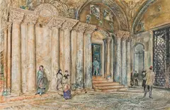 Rudolf von Alt, Vestibule of San Marco in Venice, 1896, watercolour on paper
