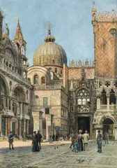 Ladislaus Eugen Petrovits, Venice, Porta della Carta, 1900, watercolour on paper