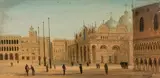 August von Siegen, Venice, Piazza San Marco, oil on panel