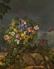 Theodor Petter, Still life with field flowers, oil on panel