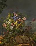 Theodor Petter, Still life with field flowers, oil on panel