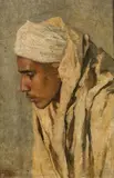 Leopold Carl Müller, Portrait of a man of oriental origin with turban, oil on canvas