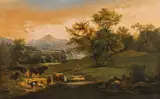 Friedrich Gauermann, Shepherd with flock in a vast landscape