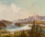 Jakob Canciani, Lake Faak with Mittagskogel and Karawanks, oil on canvas