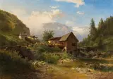 Adolf Chwala, Sawmill in the Puster Valley (South Tyrol), oil on canvas