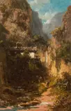 Carl Spitzweg, Mill in the mountains, oil on panel