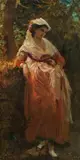 Karl von Blaas, Woman in a red dress, 1877, oil on canvas