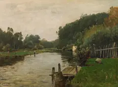 Ludwig Willroider, River landscape, oil on canvas