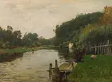 Ludwig Willroider, River landscape, oil on canvas