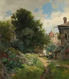 Eduard Zetsche, Motif of a small town, c. 1883, oil on canvas
