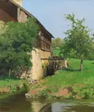 Ferdinand Brunner, Old mill in Schärding, 1914, oil on canvas