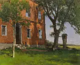 Ferdinand Brunner, At Schärding, oil on canvas on cardboard