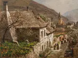 Stefan Simony, Spring in Spitz at the Danube in the Wachau, oil on cardboard on plate